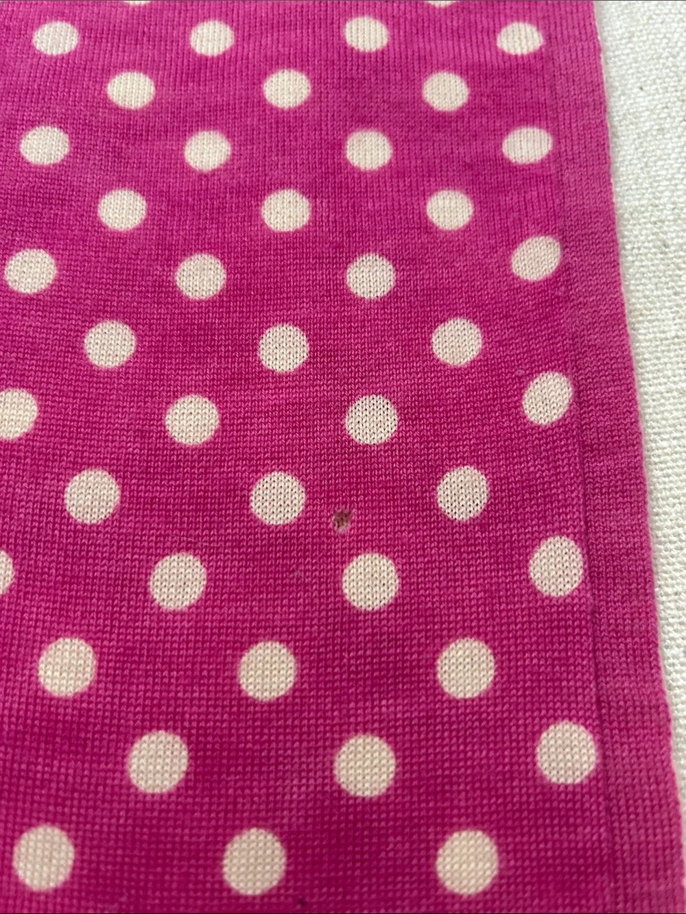 Coach Merino Wool Scarf Pink/Cream Polka Dot Reversible
